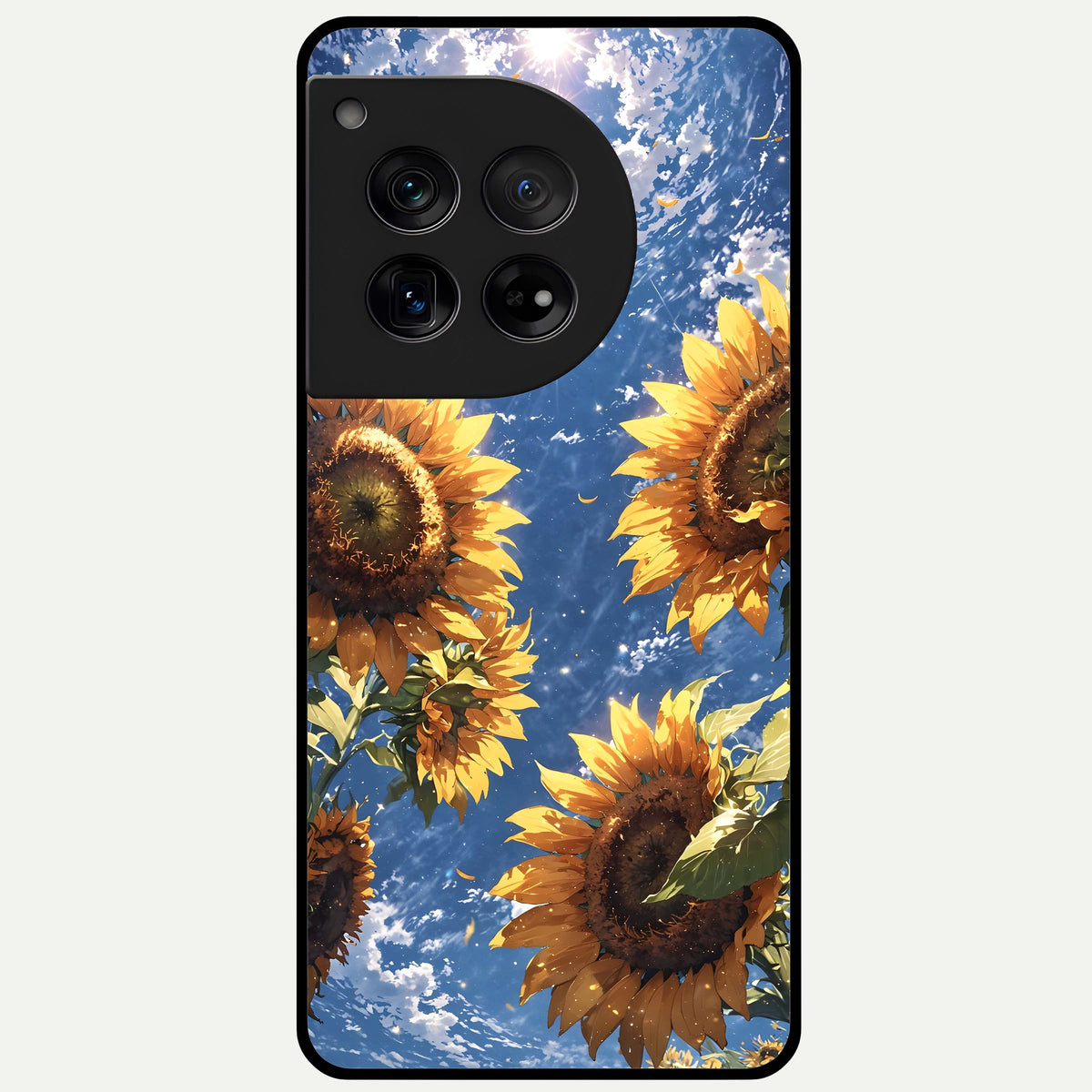  Heavenly Sunflower Rise Glass Case For OnePlus 12 back cover – full design glossy printed glass finish