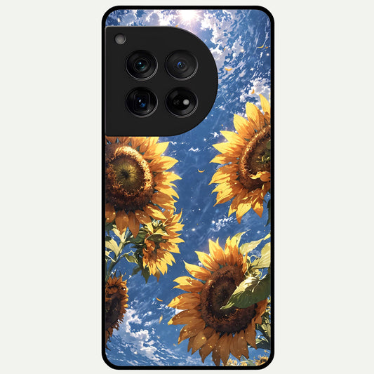  Heavenly Sunflower Rise Glass Case For OnePlus 12 back cover – full design glossy printed glass finish