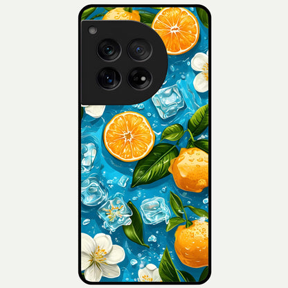  Ice Cube With Orange Glass Case For OnePlus 12 back cover – full design glossy printed glass finish