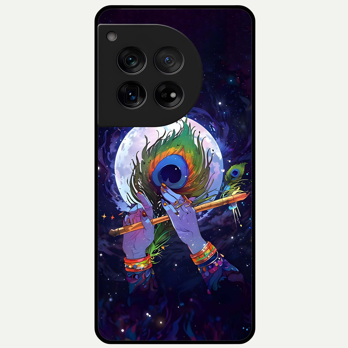  Krishna Hands Art Glass Case For OnePlus 12 back cover – full design glossy printed glass finish