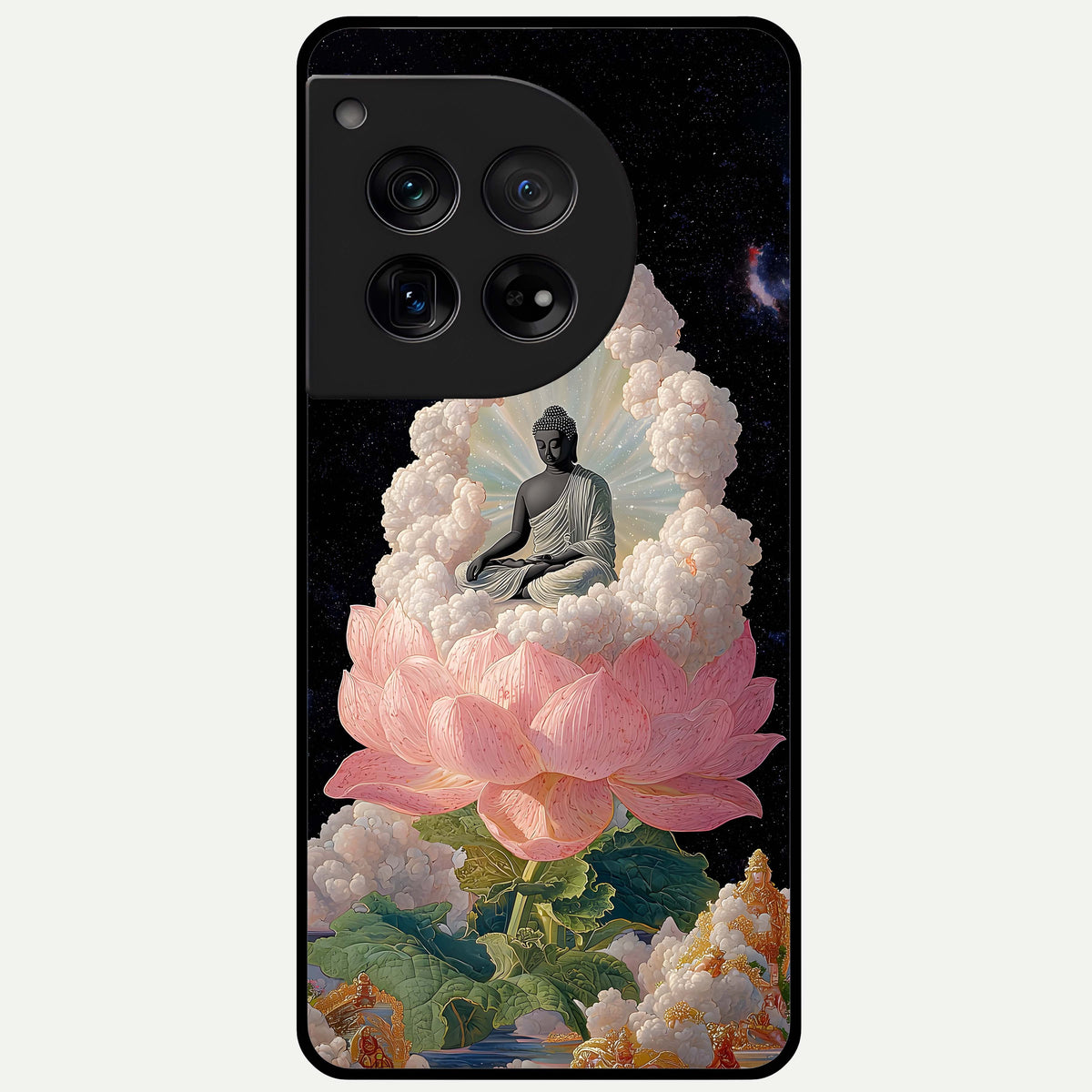  Lotus Divine Peace Glass Case For OnePlus 12 back cover – full design glossy printed glass finish