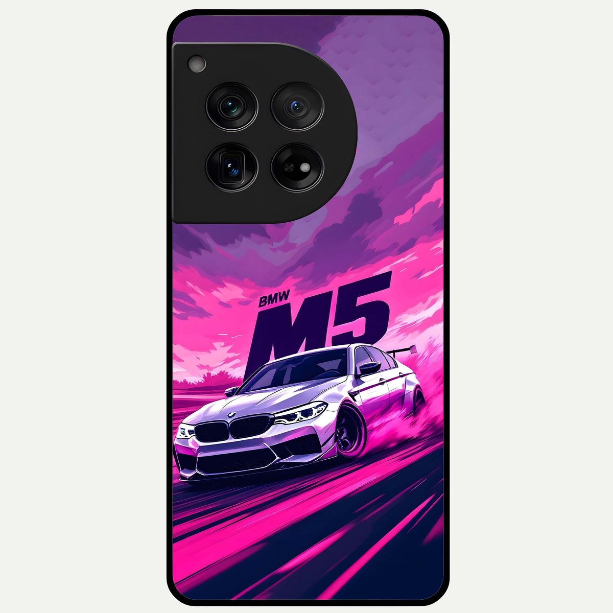  MS Neon Car Glass Case For OnePlus 12 back cover – full design glossy printed glass finish