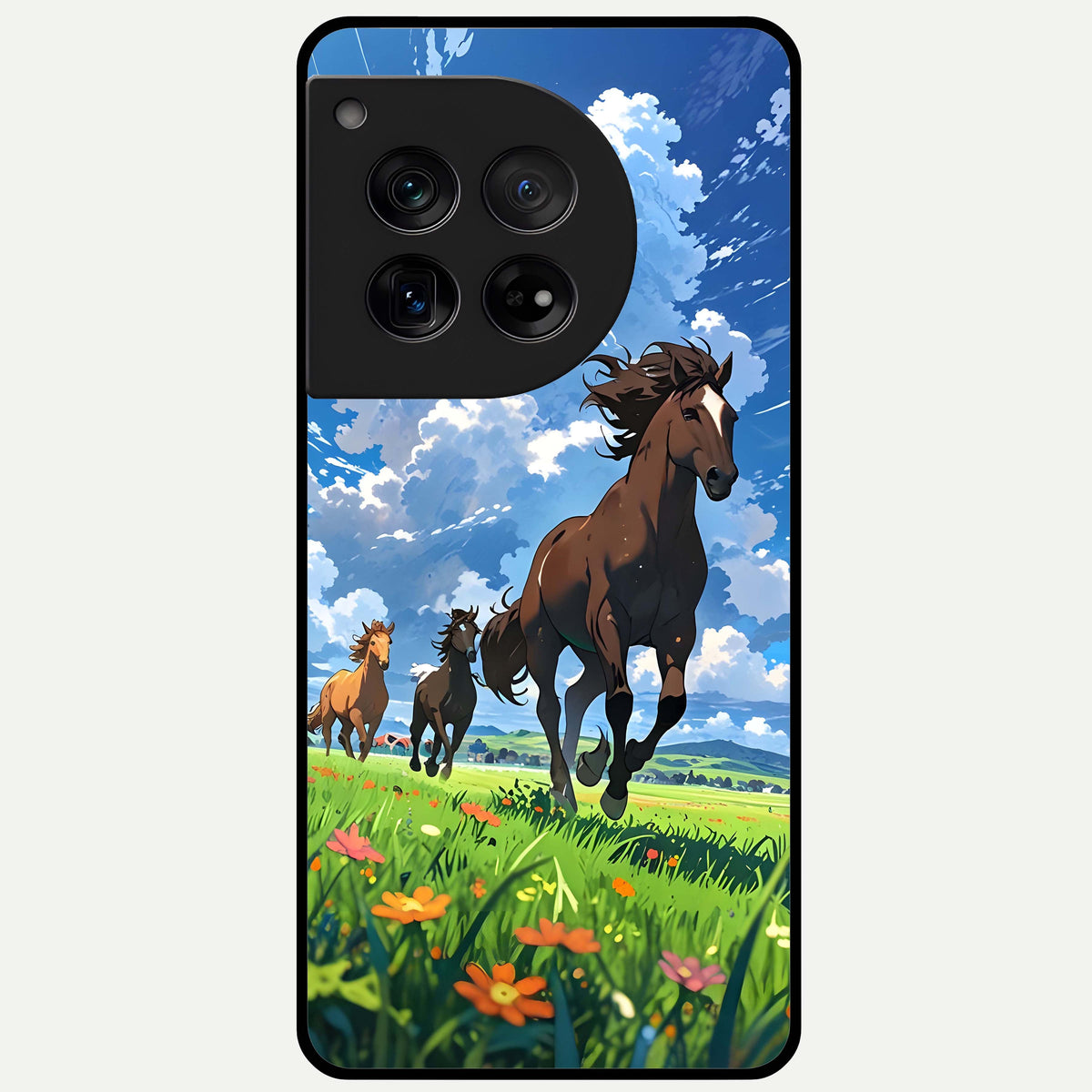  Majestic Horses Galloping Glass Case For OnePlus 12 back cover – full design glossy printed glass finish