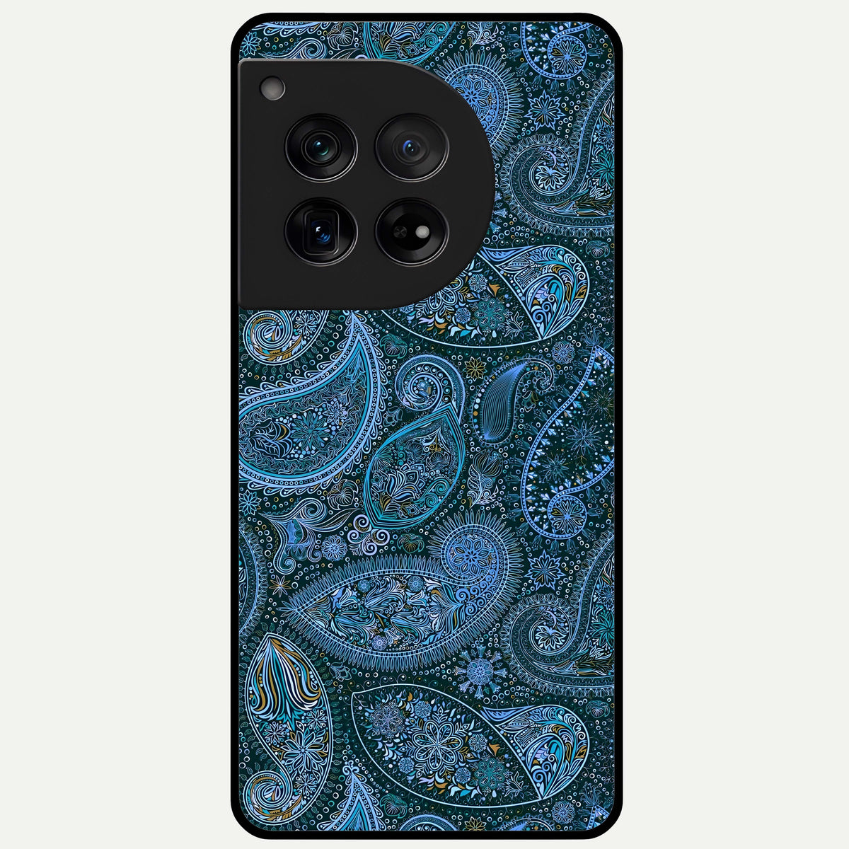  Midnight Paisley Glow Glass Case For OnePlus 12 back cover – full design glossy printed glass finish