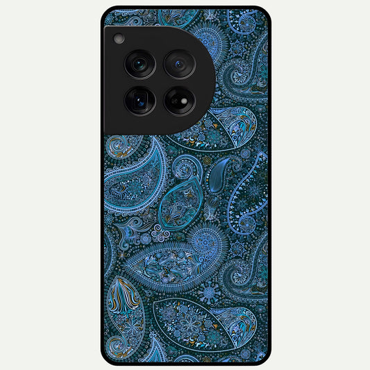  Midnight Paisley Glow Glass Case For OnePlus 12 back cover – full design glossy printed glass finish