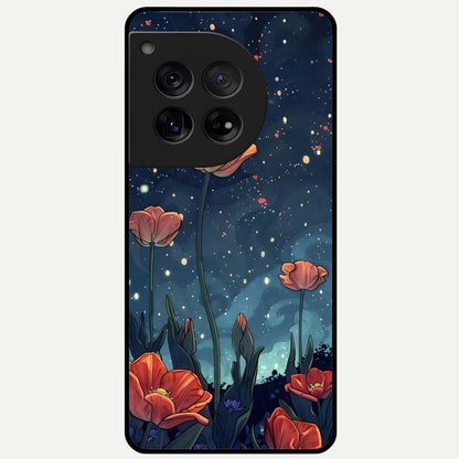  Midnight Tulip Glow Glass Case For OnePlus 12 back cover – full design glossy printed glass finish