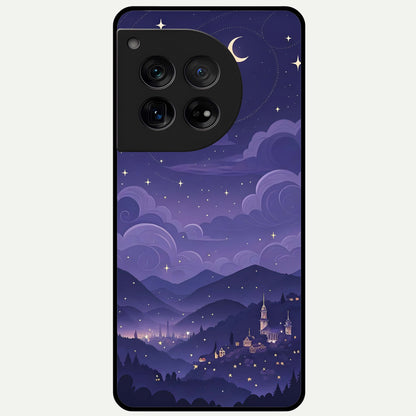  Minimal Night View Glass Case For OnePlus 12 back cover – full design glossy printed glass finish