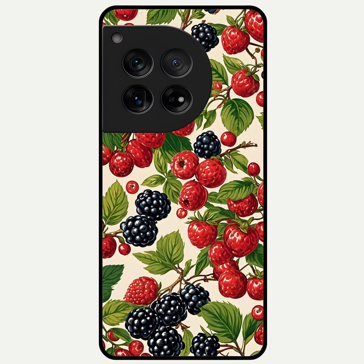  Mixed Berry Collage Glass Case For OnePlus 12 back cover – full design glossy printed glass finish