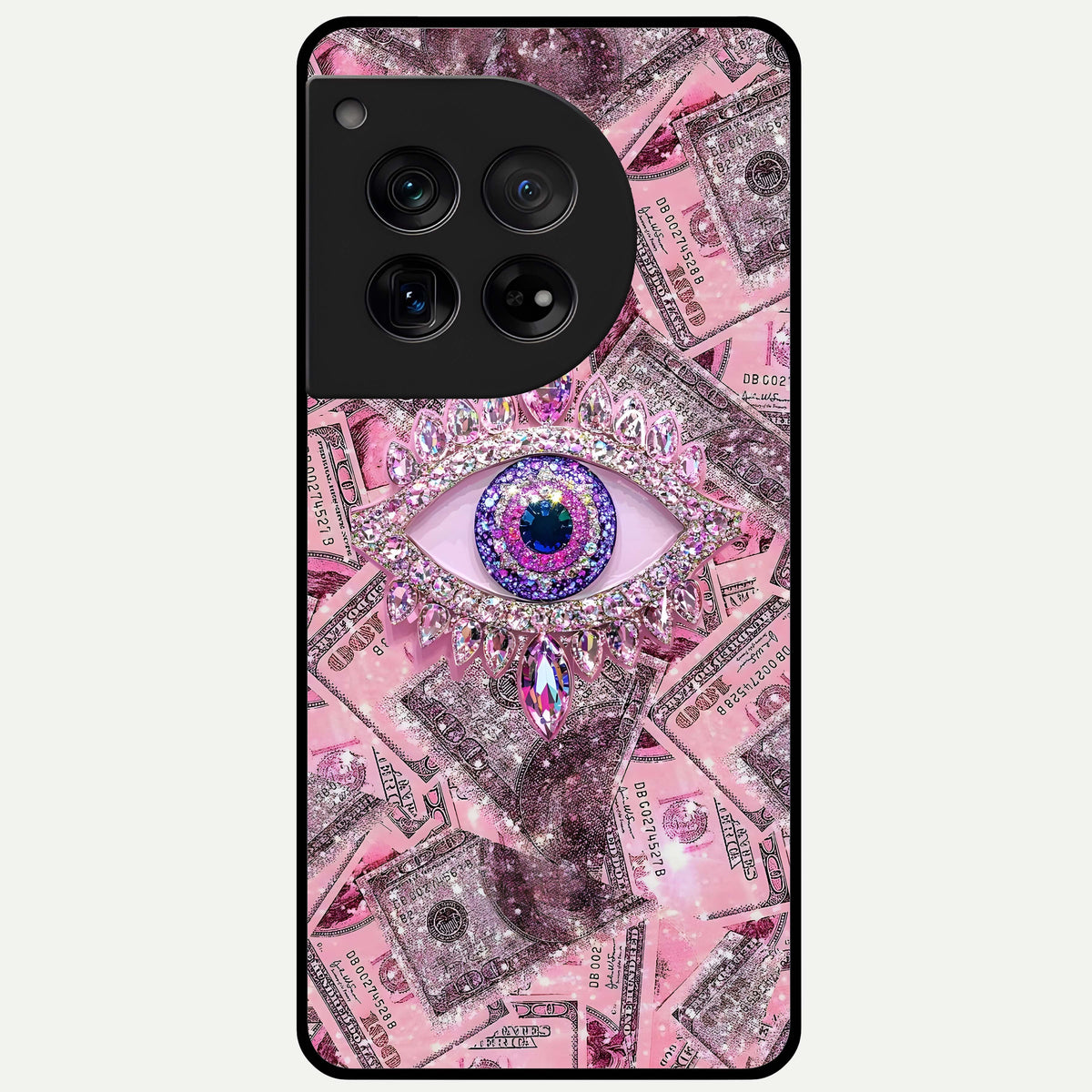  Money Eye Luxe Glass Case For OnePlus 12 back cover – full design glossy printed glass finish