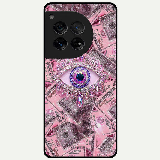  Money Eye Luxe Glass Case For OnePlus 12 back cover – full design glossy printed glass finish