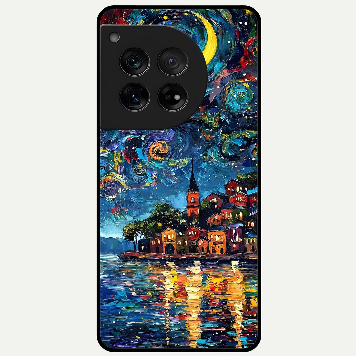  Moonlight Harbor Glow Glass Case For OnePlus 12 back cover – full design glossy printed glass finish