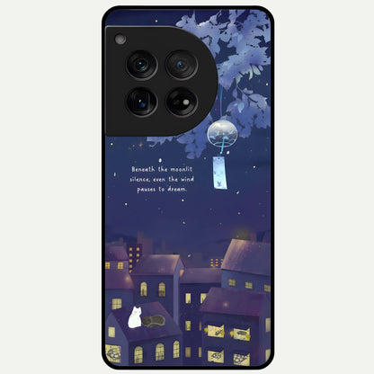  Moonlit Cat Silence Glass Case For OnePlus 12 back cover – full design glossy printed glass finish