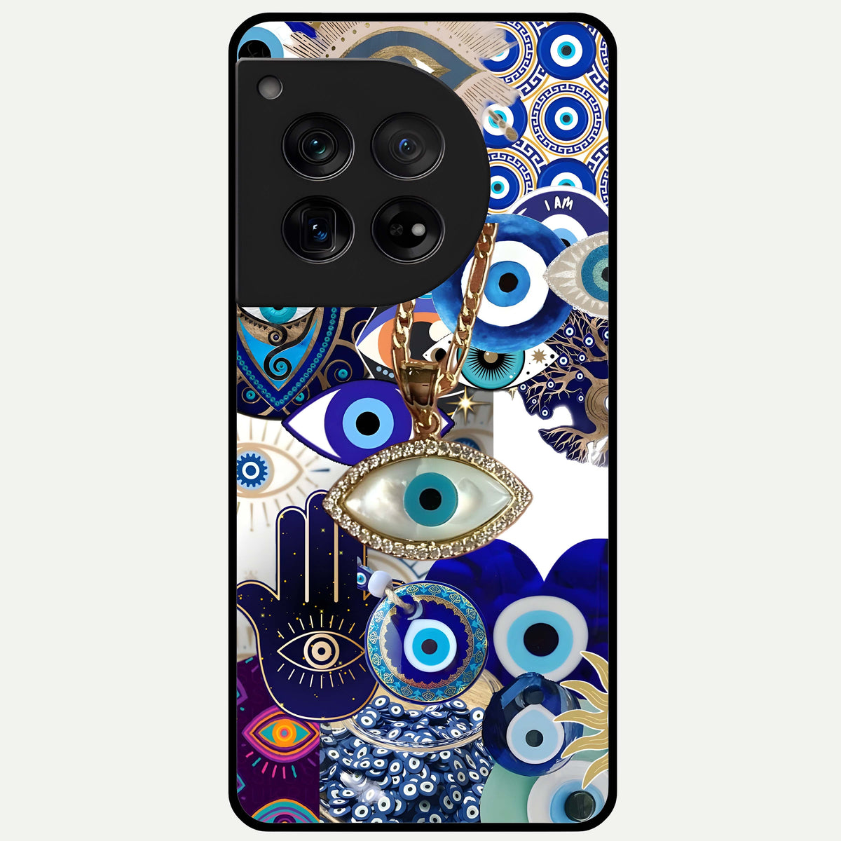  Mystic Charm Eye Glass Case For OnePlus 12 back cover – full design glossy printed glass finish