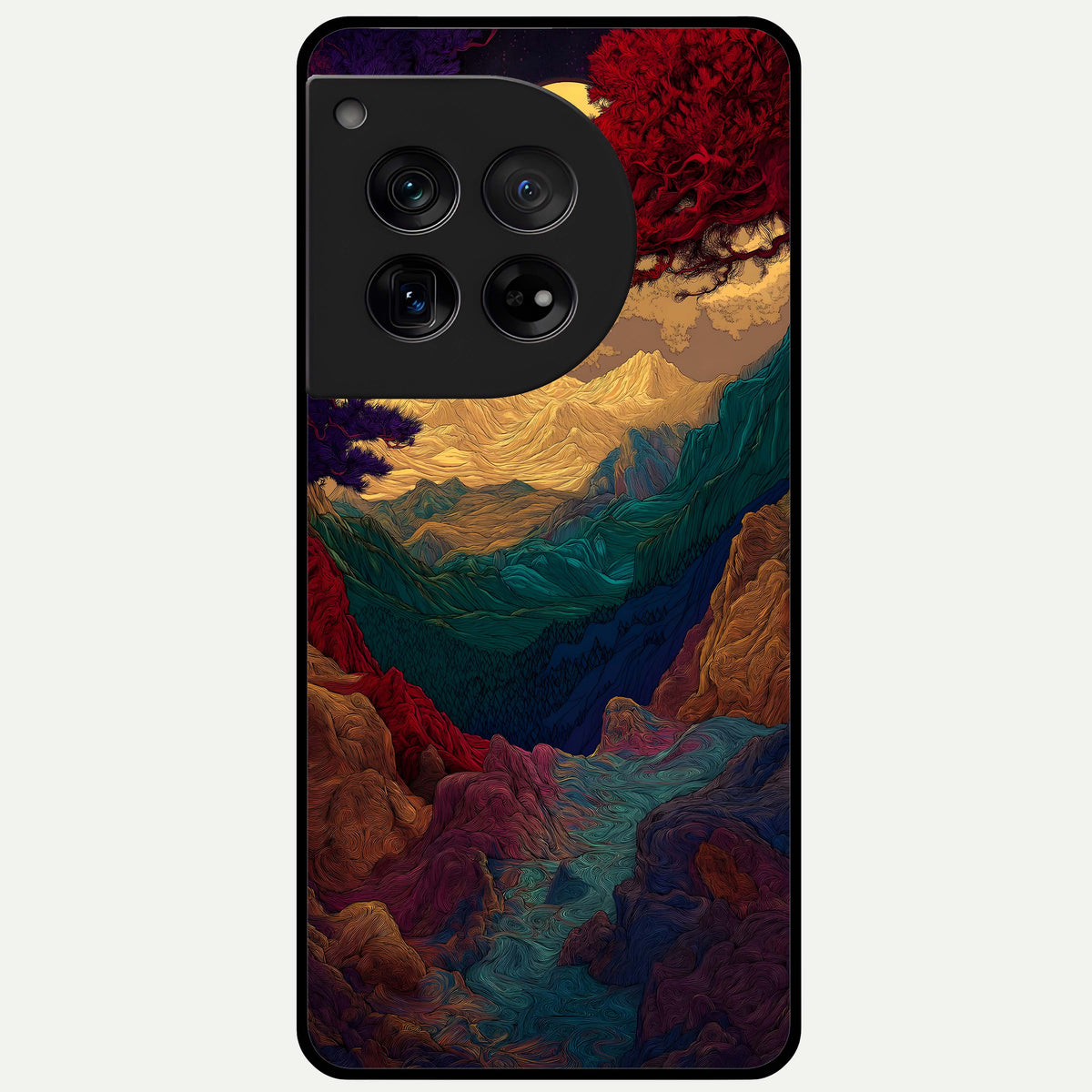  Mystic Valley Light Glass Case For OnePlus 12 back cover – full design glossy printed glass finish