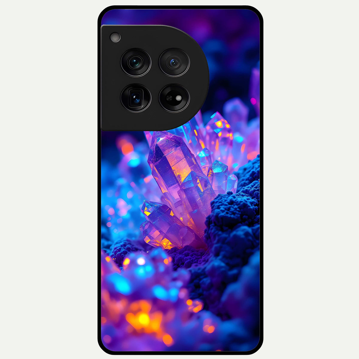  Neon Aura Shards Glass Case For OnePlus 12 back cover – full design glossy printed glass finish