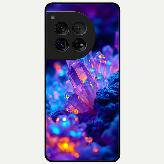  Neon Aura Shards Glass Case For OnePlus 12 back cover – full design glossy printed glass finish