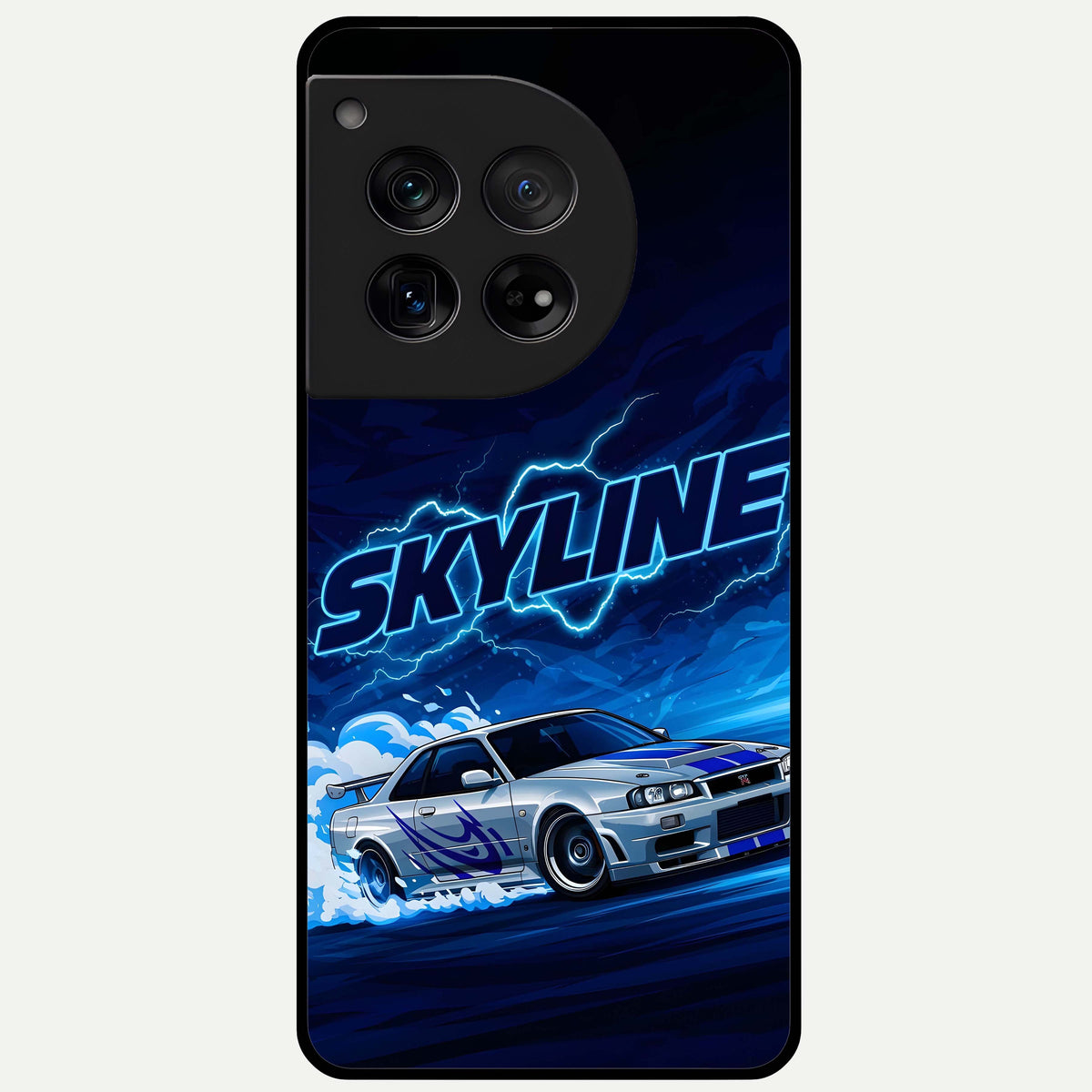  Neon Drift Beast Glass Case For OnePlus 12 back cover – full design glossy printed glass finish