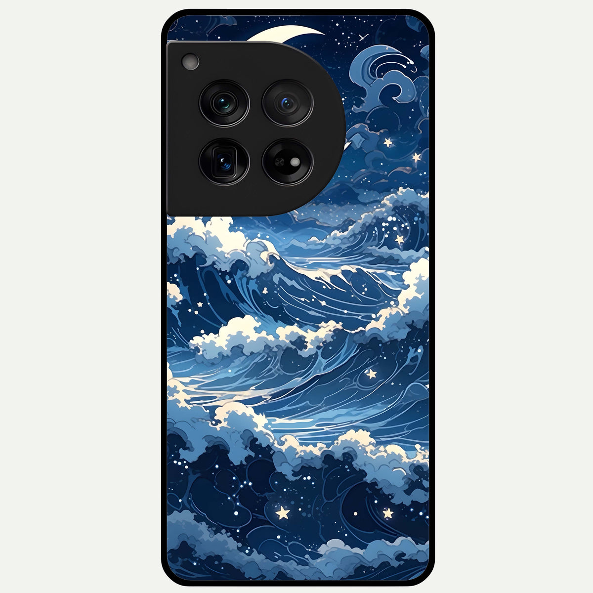  Ocean Moon Waves Glass Case For OnePlus 12 back cover – full design glossy printed glass finish