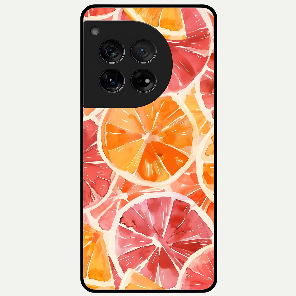  Orange Fruits Pattern Glass Case For OnePlus 12 back cover – full design glossy printed glass finish