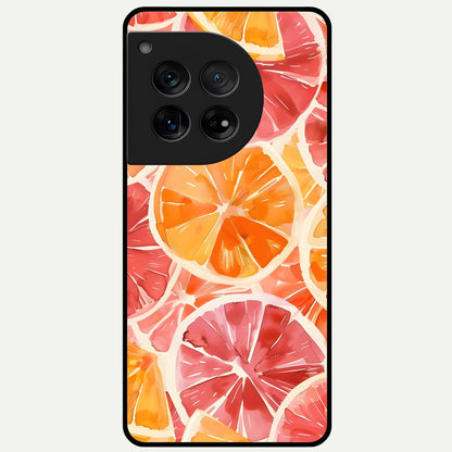  Orange Fruits Pattern Glass Case For OnePlus 12 back cover – full design glossy printed glass finish