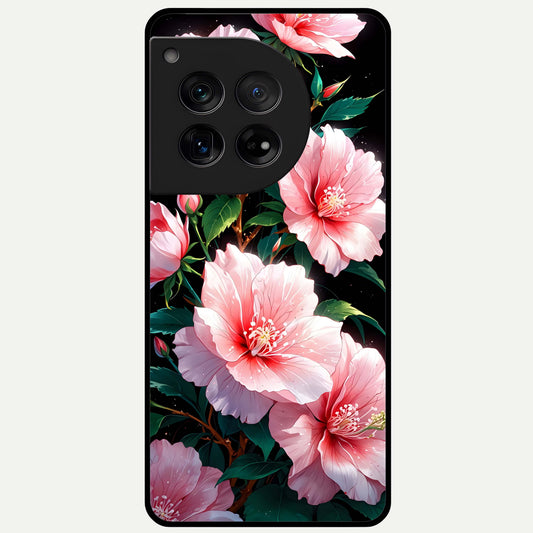  Peach Flower Glass Case For OnePlus 12 back cover – full design glossy printed glass finish