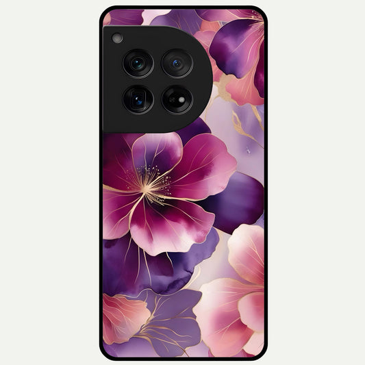  Pink Bouquet Florals Glass Case For OnePlus 12 back cover – full design glossy printed glass finish