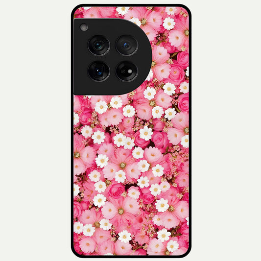  Pink Daisy Bliss Glass Case For OnePlus 12 back cover – full design glossy printed glass finish