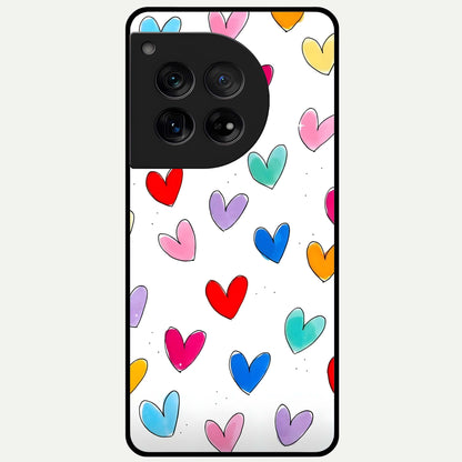  Playful Love Doodles Glass Case For OnePlus 12 back cover – full design glossy printed glass finish