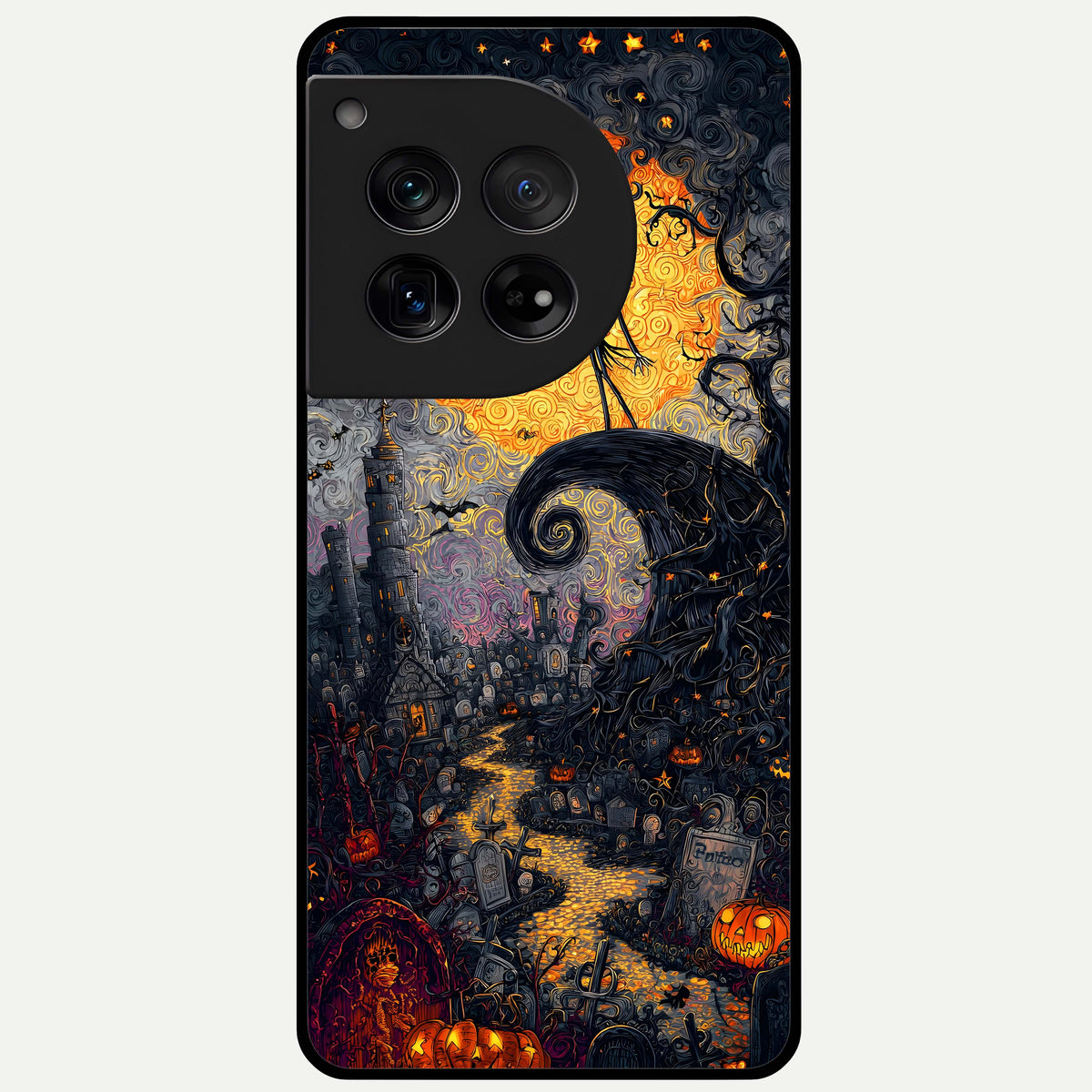  Pumpkin Moonlight Tale Glass Case For OnePlus 12 back cover – full design glossy printed glass finish