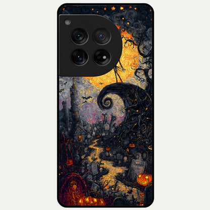  Pumpkin Moonlight Tale Glass Case For OnePlus 12 back cover – full design glossy printed glass finish