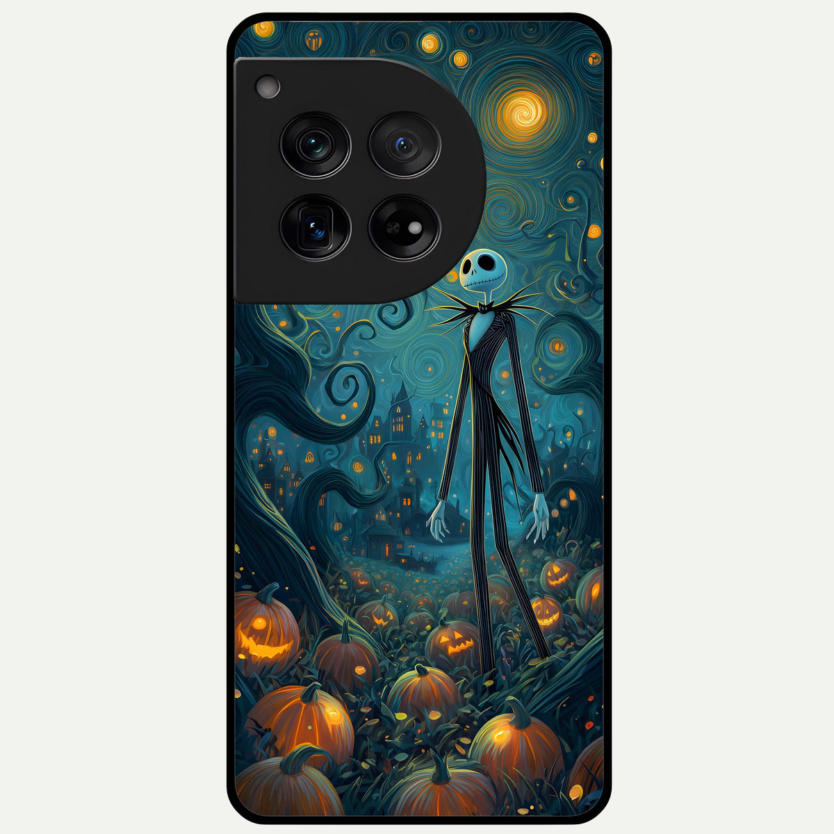  Pumpkin Moon Night Glass Case For OnePlus 12 back cover – full design glossy printed glass finish