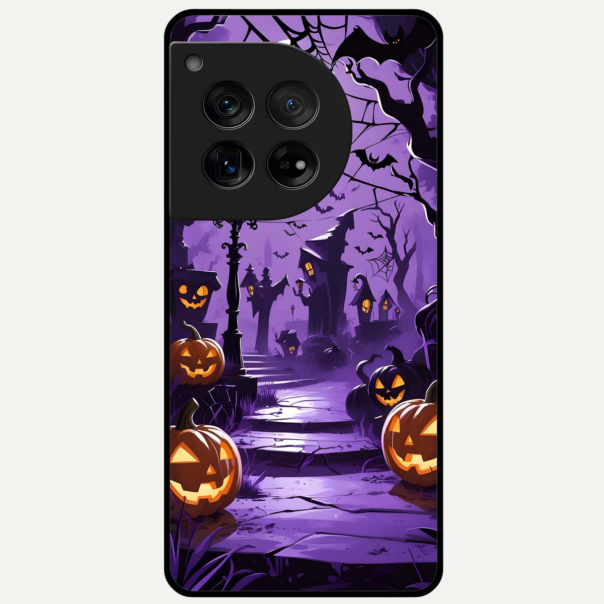  Pumpkin Patch Halloween Glass Case For OnePlus 12 back cover – full design glossy printed glass finish