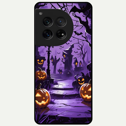  Pumpkin Patch Halloween Glass Case For OnePlus 12 back cover – full design glossy printed glass finish
