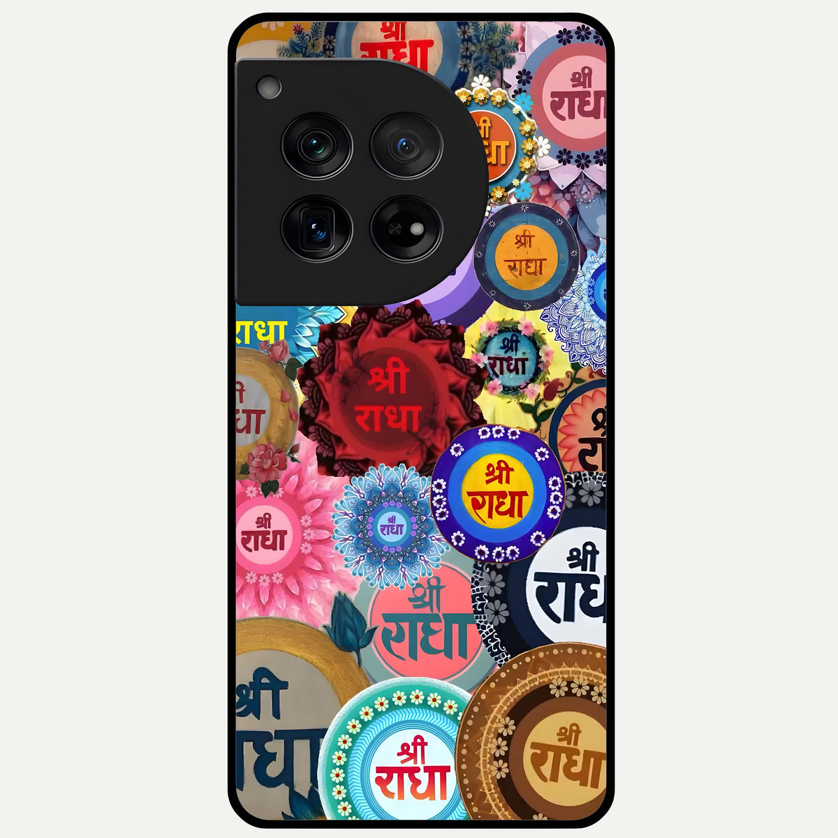  Radha Divine Bloom Glass Case For OnePlus 12 back cover – full design glossy printed glass finish