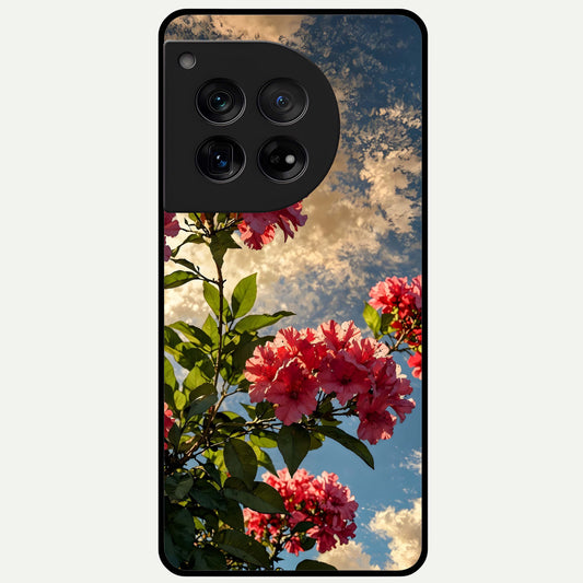  Red Bloom Skies Glass Case For OnePlus 12 back cover – full design glossy printed glass finish