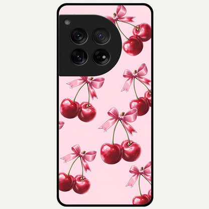  Red Cherries Pattern Glass Case For OnePlus 12 back cover – full design glossy printed glass finish