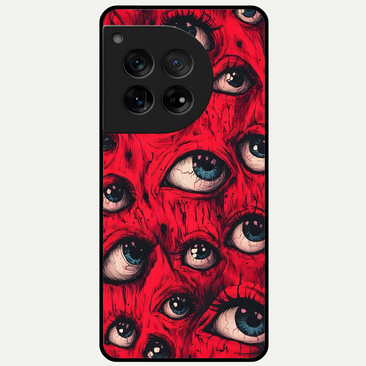  Red Eyes Pattern Glass Case For OnePlus 12 back cover – full design glossy printed glass finish