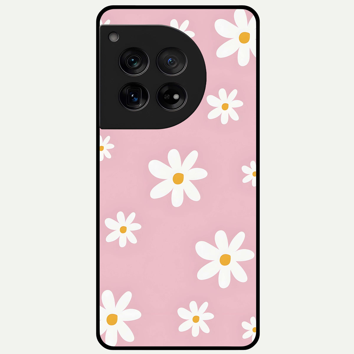  Soft Daisy Bliss Glass Case For OnePlus 12 back cover – full design glossy printed glass finish