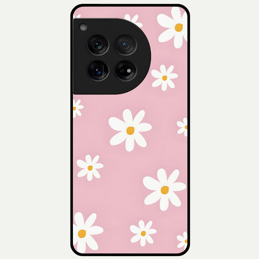  Soft Daisy Bliss Glass Case For OnePlus 12 back cover – full design glossy printed glass finish