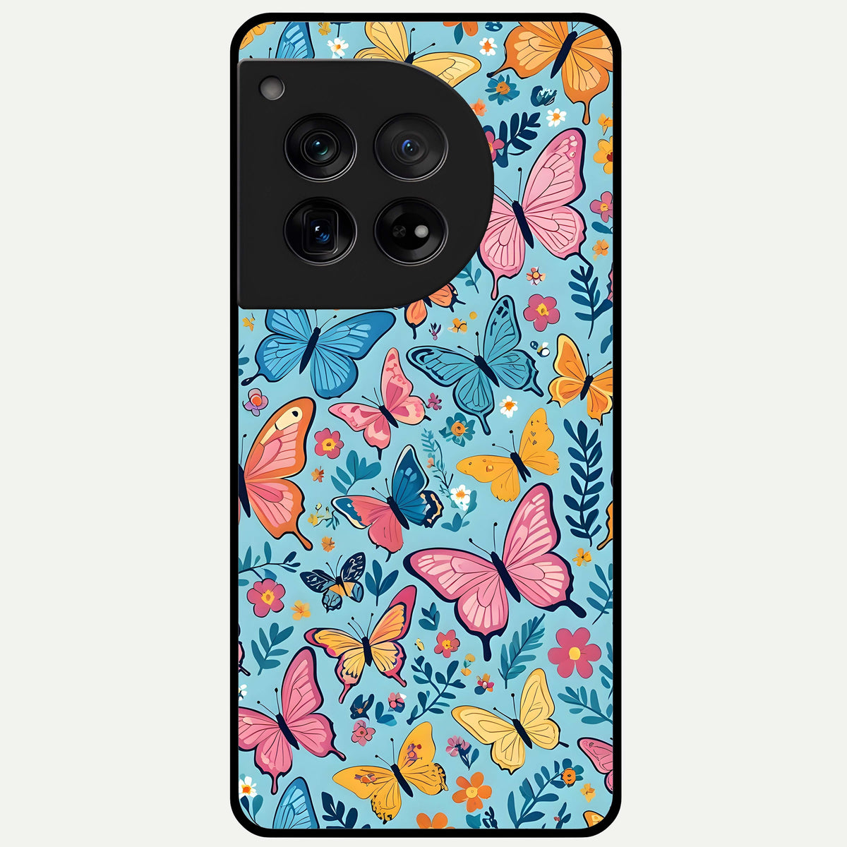  Spring Wing Garden Glass Case For OnePlus 12 back cover – full design glossy printed glass finish
