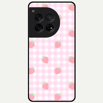  Strawberry Picnic Love Glass Case For OnePlus 12 back cover – full design glossy printed glass finish