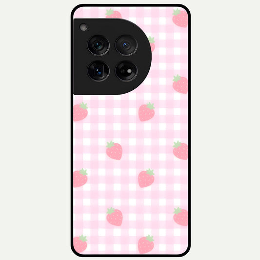  Strawberry Picnic Love Glass Case For OnePlus 12 back cover – full design glossy printed glass finish