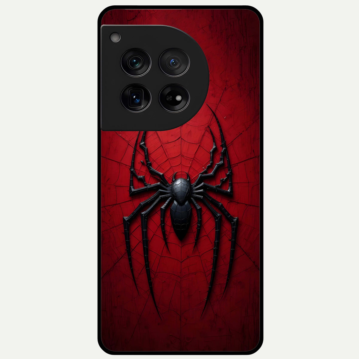  Superhero Web Emblem Glass Case For OnePlus 12 back cover – full design glossy printed glass finish