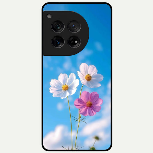  Tripple Flowers With Sky Glass Case For OnePlus 12 back cover – full design glossy printed glass finish