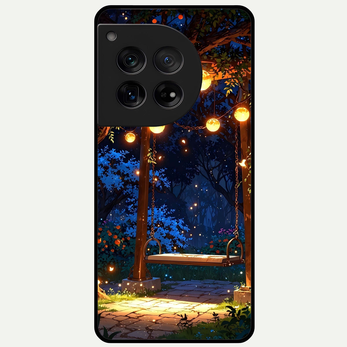  Twilight Garden Swing Glass Case For OnePlus 12 back cover – full design glossy printed glass finish