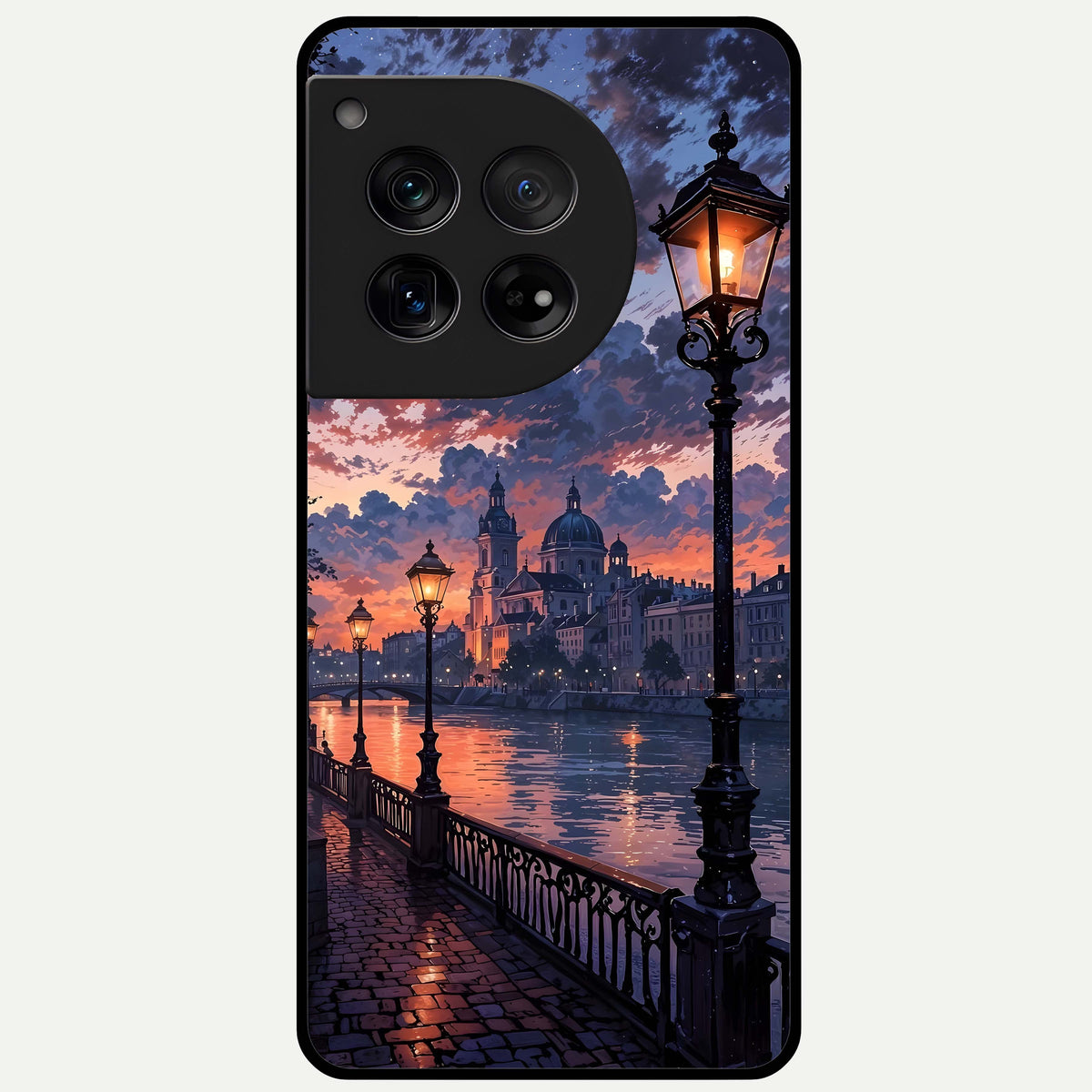  Twilight River Lights Glass Case For OnePlus 12 back cover – full design glossy printed glass finish
