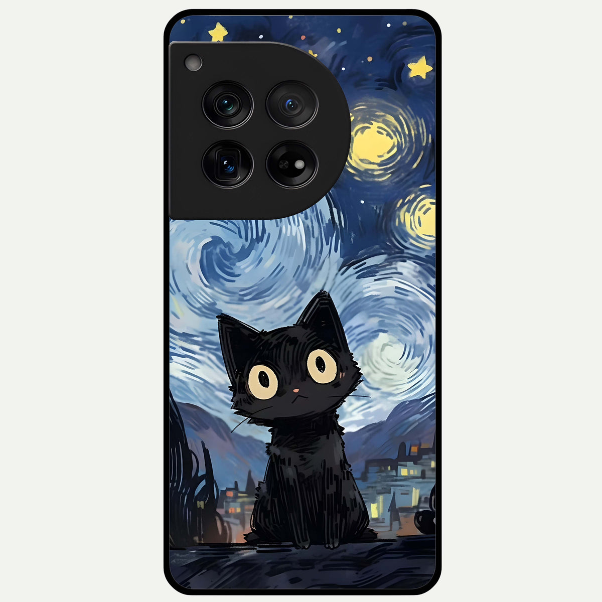  Van Gogh Cat Glass Case For OnePlus 12 back cover – full design glossy printed glass finish
