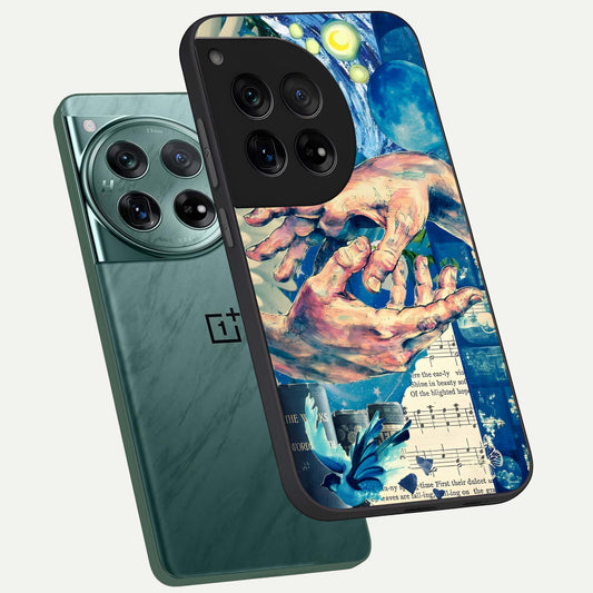  Aesthetic Divider phone case For OnePlus 12 showing premium glass back cover with detailed artwork