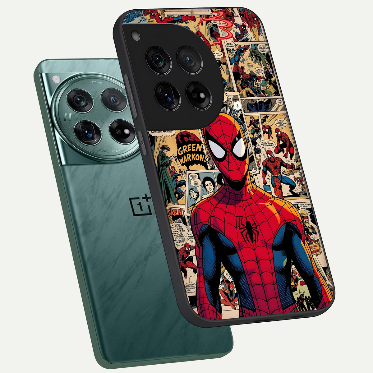  Aesthetic Spider phone case For OnePlus 12 showing premium glass back cover with detailed artwork