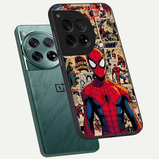  Aesthetic Spider phone case For OnePlus 12 showing premium glass back cover with detailed artwork
